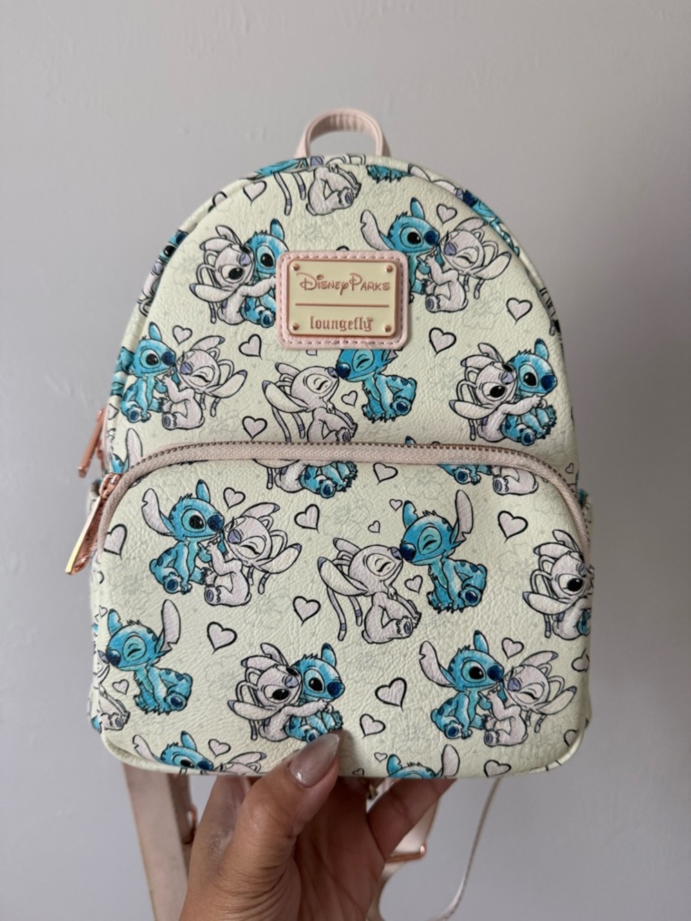 Disney Cream & Blue Stitch Pattern Kids Mini Backpack